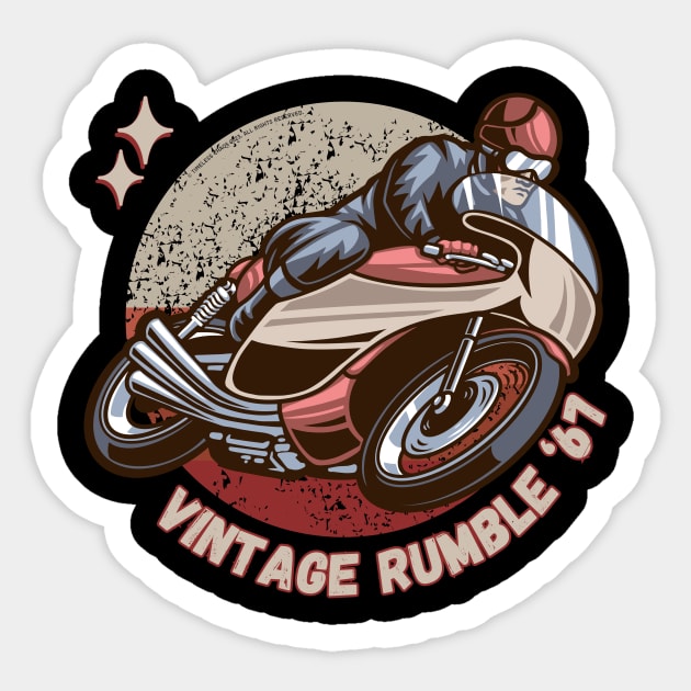 Vintage Rumble '67 Cafe Racer Retro Motorcycle Sticker by Timeless Chaos